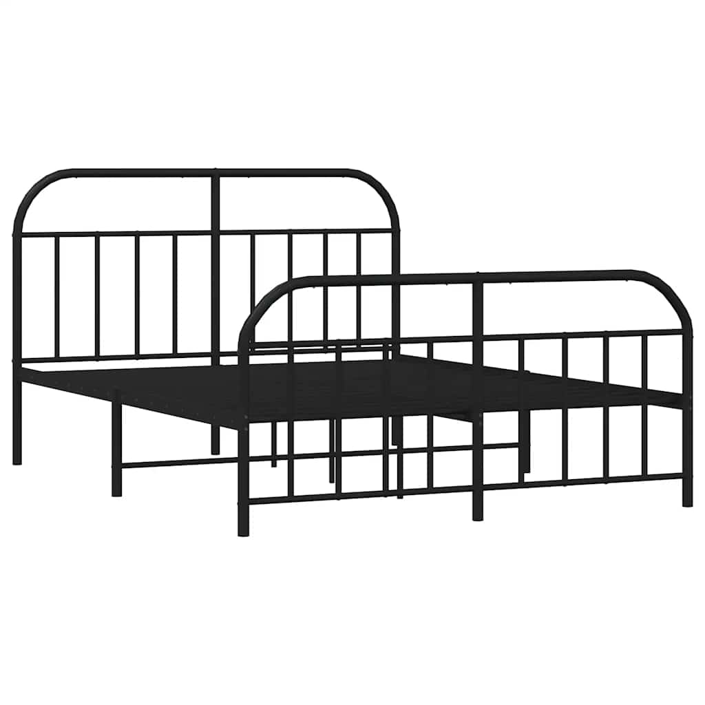 8720845884352_g_en_hd_1 vidaXL Metal Bed Frame without Mattress with Footboard Black 150x200 cm - Image 3