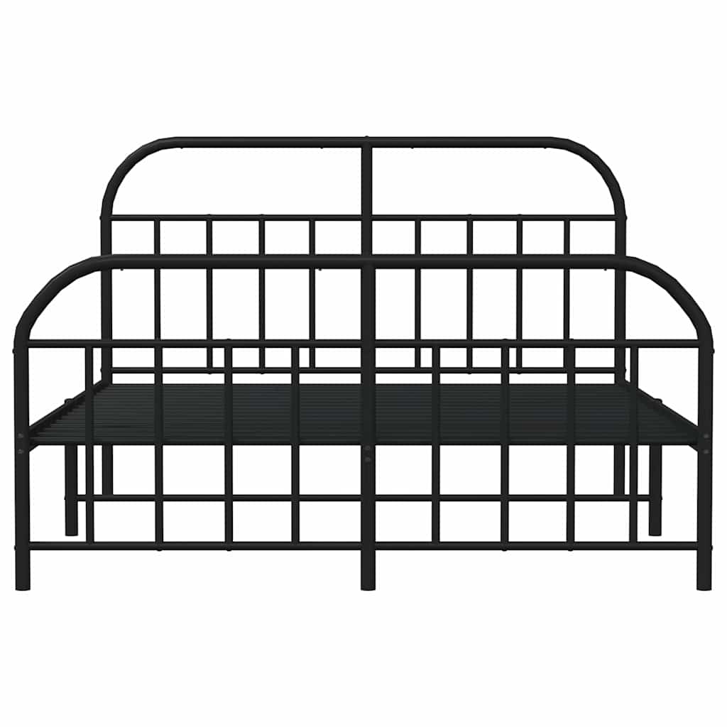 8720845884352_g_en_hd_4 vidaXL Metal Bed Frame without Mattress with Footboard Black 150x200 cm - Image 6