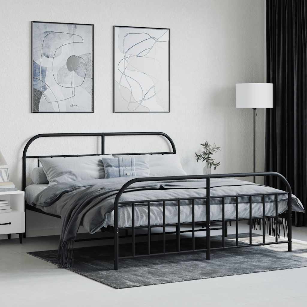 8720845884376_g_en_hd_2 vidaXL Metal Bed Frame without Mattress with Footboard Black 183x203 cm King - Image 4