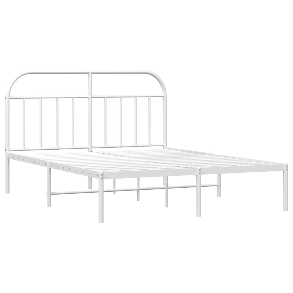 8720845884666_g_en_hd_1 vidaXL Metal Bed Frame without Mattress with Headboard White 150x200 cm - Image 3