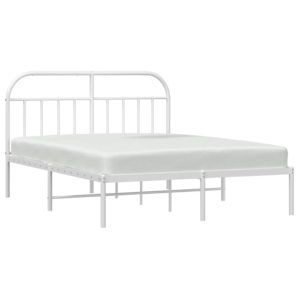 8720845884666_g_en_hd_3 vidaXL Metal Bed Frame without Mattress with Headboard White 150x200 cm - Image 5