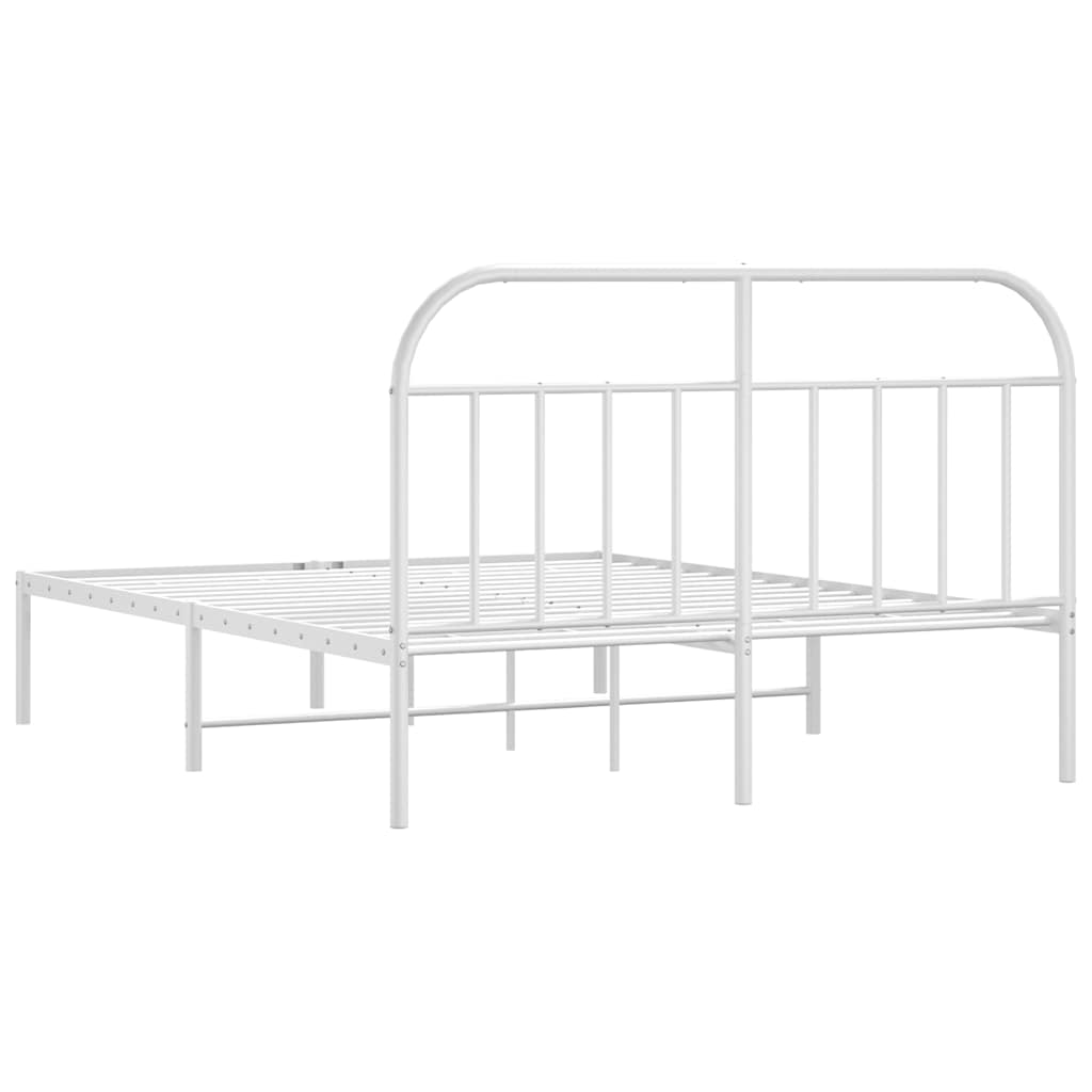8720845884666_g_en_hd_6 vidaXL Metal Bed Frame without Mattress with Headboard White 150x200 cm - Image 8
