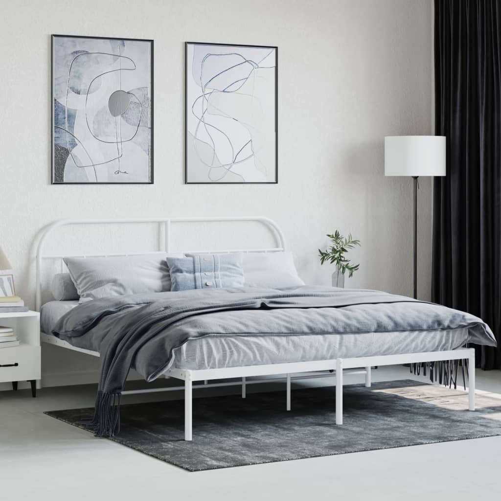 8720845884680_g_en_hd_2 vidaXL Metal Bed Frame without Mattress with Headboard White 183x203 cm King - Image 4
