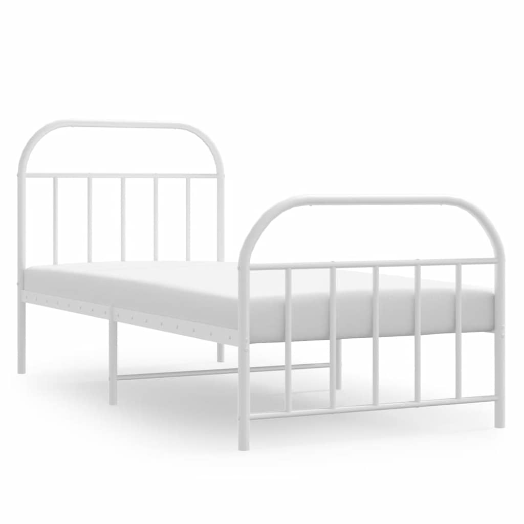 8720845884741_a_en_hd_1 vidaXL Metal Bed Frame without Mattress with Footboard White 90x190 cm - Image 2