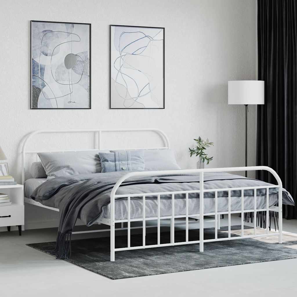8720845884864_g_en_hd_2 vidaXL Metal Bed Frame without Mattress with Footboard White 183x203 cm King - Image 4
