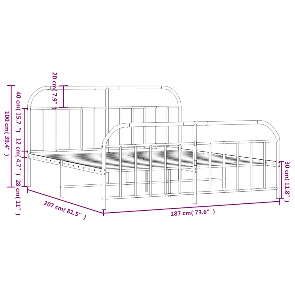 8720845884864_g_en_hd_8 vidaXL Metal Bed Frame without Mattress with Footboard White 183x203 cm King - Image 10