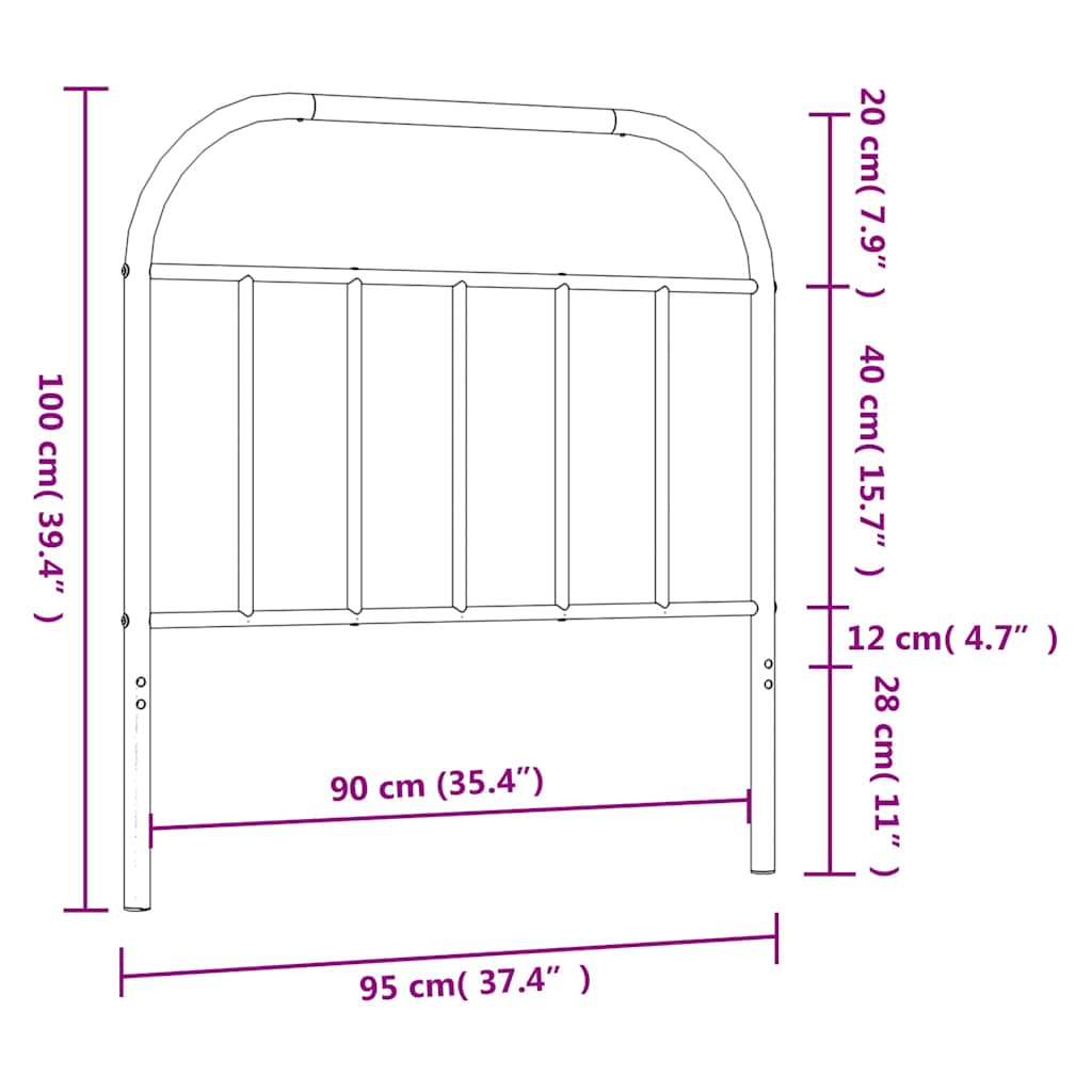 8720845884925_g_en_hd_5 vidaXL Metal Headboard White 90 cm - Image 7