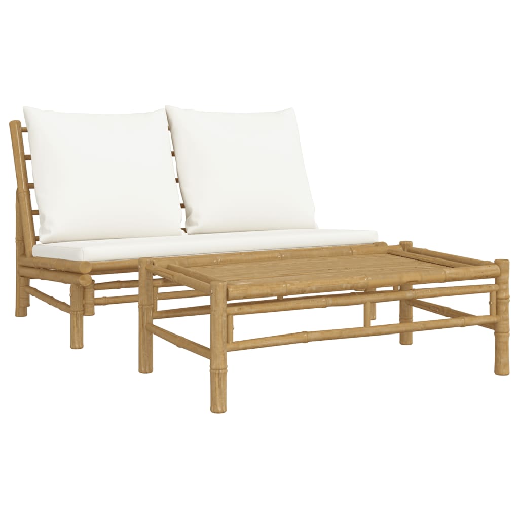 8720845885045_a_en_hd_1 vidaXL 2 Piece Garden Lounge Set with Cream White Cushions Bamboo - Image 2