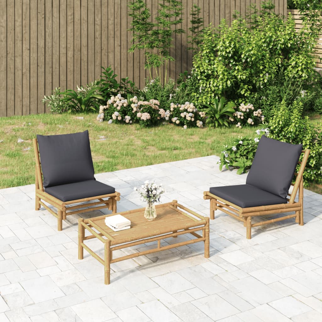 8720845885090_m_en_hd_1 vidaXL Garden Chairs 2 pcs with Dark Grey Cushions Bamboo - Image 1
