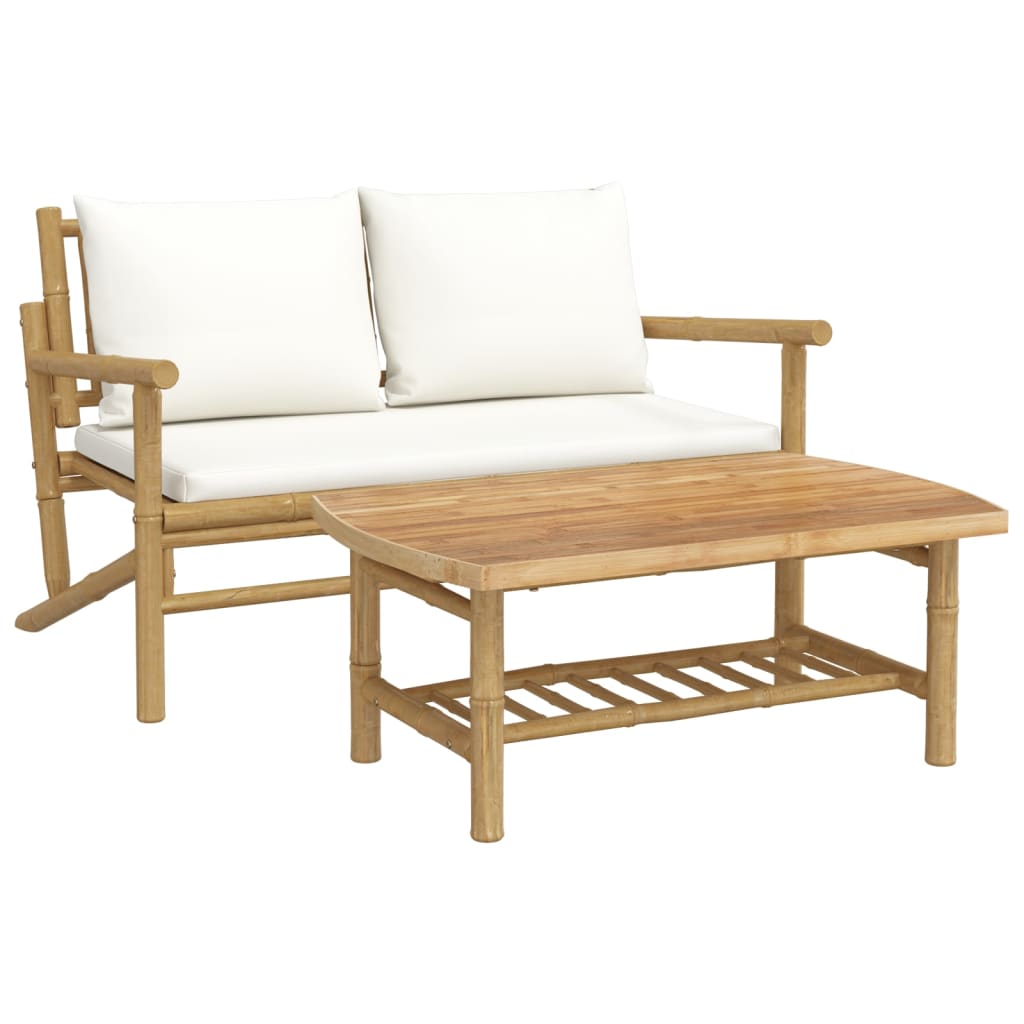 8720845885113_a_en_hd_1 vidaXL 2 Piece Garden Lounge Set with Cream White Cushions Bamboo - Image 2