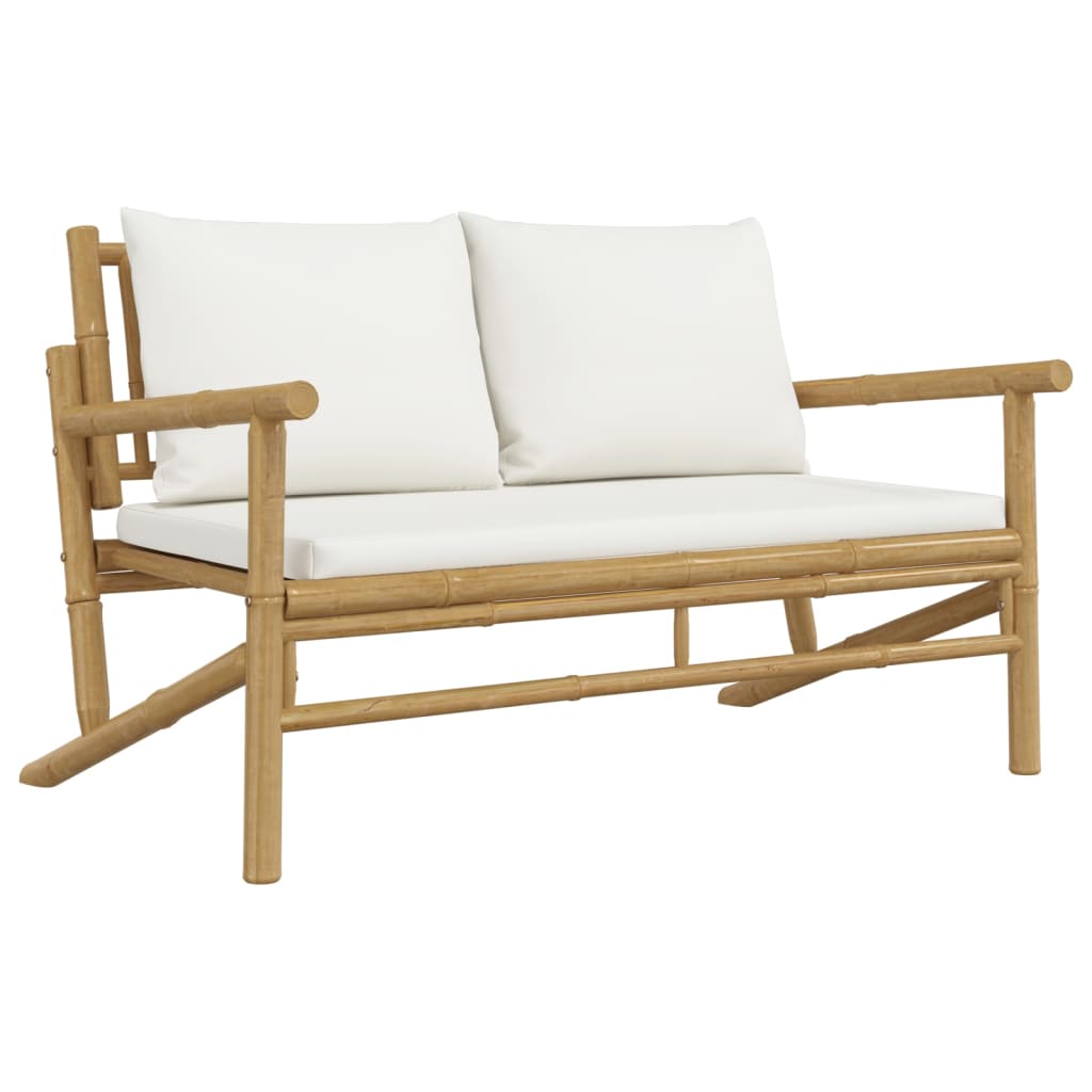8720845885113_g_en_hd_3 vidaXL 2 Piece Garden Lounge Set with Cream White Cushions Bamboo - Image 5