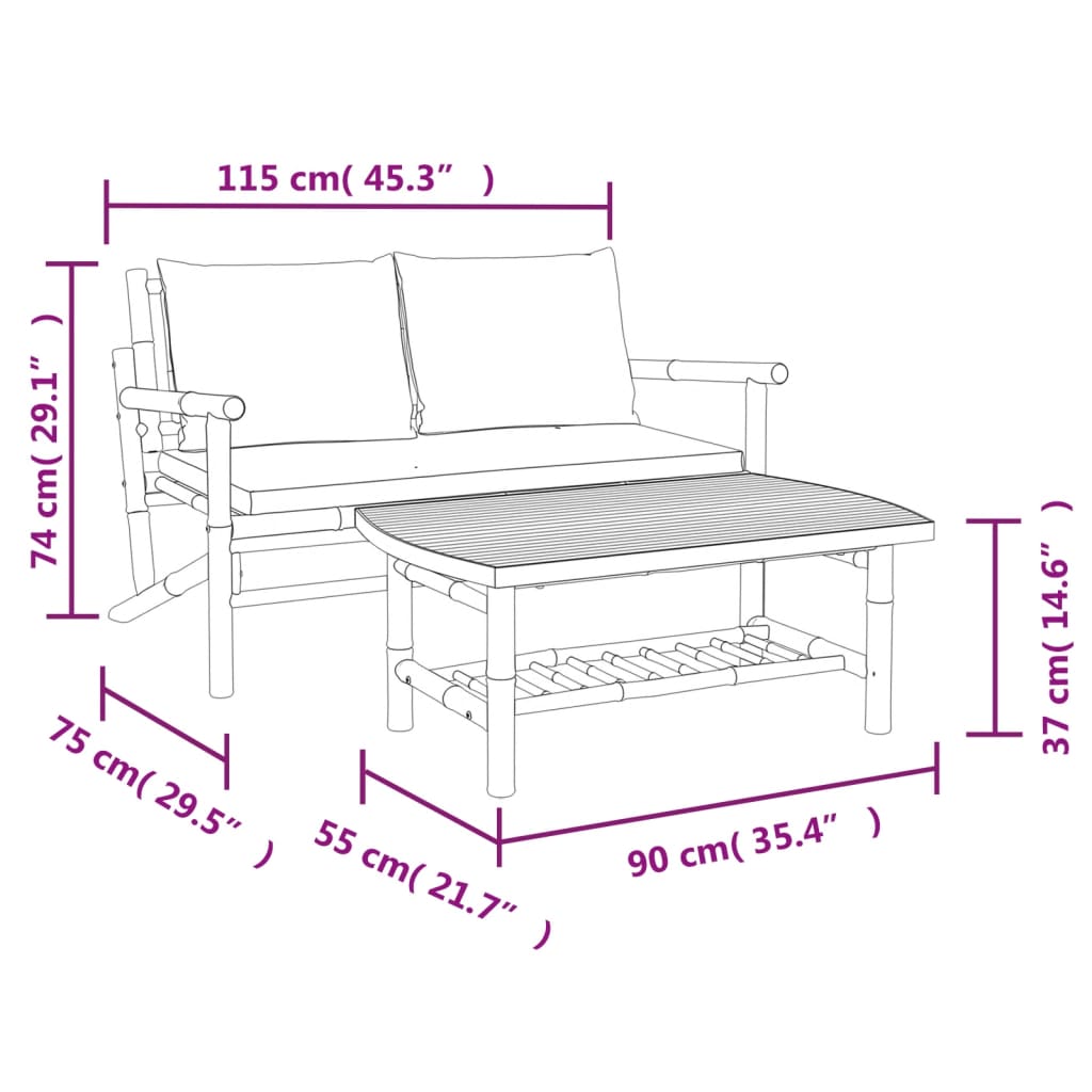 8720845885113_g_en_hd_7 vidaXL 2 Piece Garden Lounge Set with Cream White Cushions Bamboo - Image 9