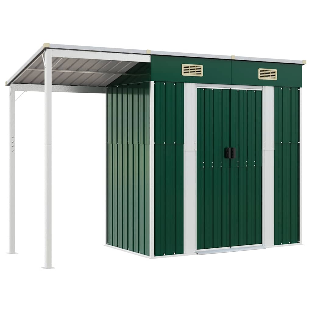 8720845888831_a_en_hd_1 vidaXL Garden Shed with Extended Roof Green 277x107x181 cm Steel - Image 2