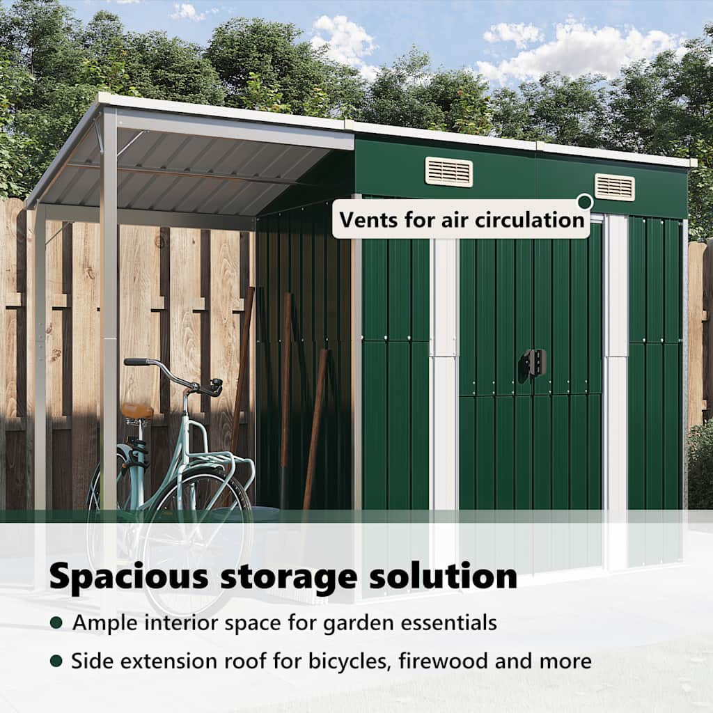 8720845888831_g_en_hd_9 vidaXL Garden Shed with Extended Roof Green 277x107x181 cm Steel - Image 11
