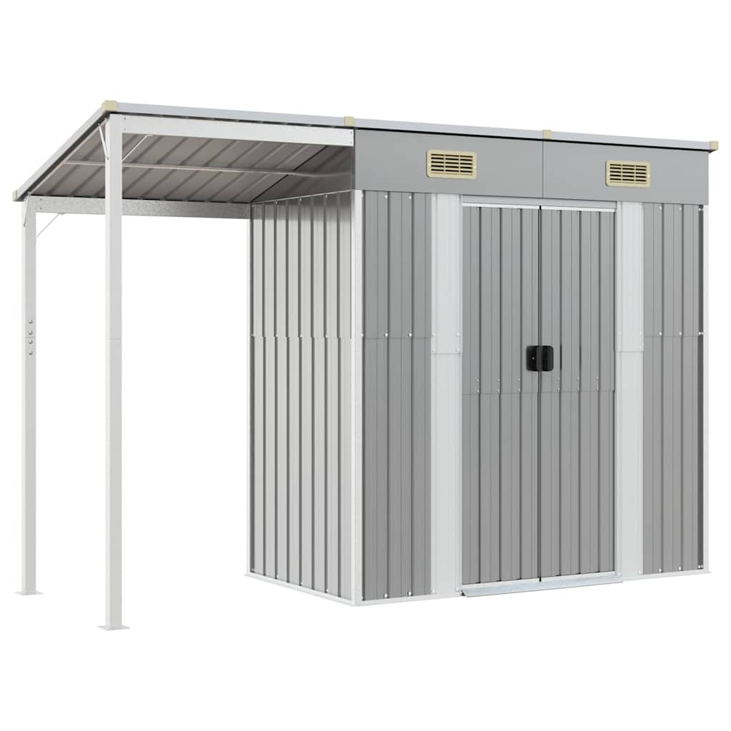 8720845888848_a_en_hd_1 vidaXL Garden Shed with Extended Roof Light Grey 277x107x181 cm Steel - Image 2
