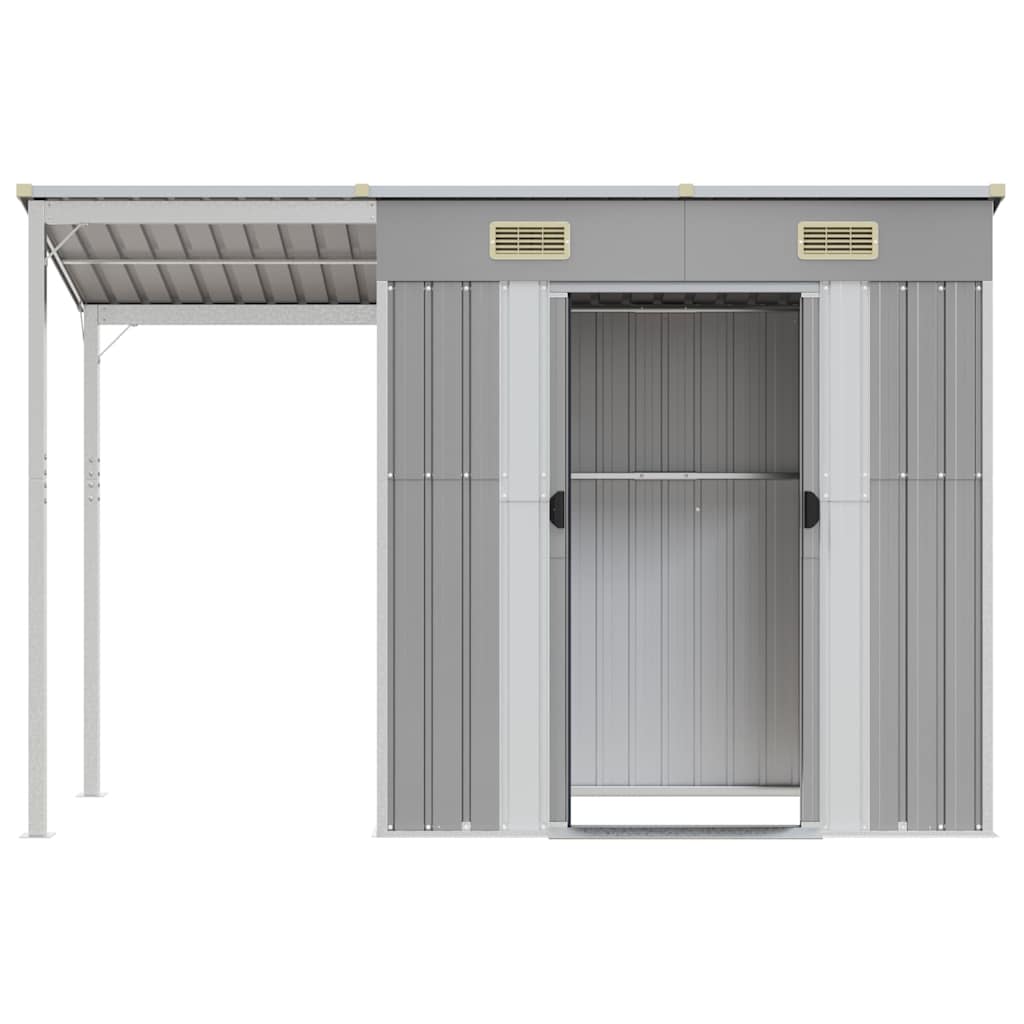 8720845888848_g_en_hd_2 vidaXL Garden Shed with Extended Roof Light Grey 277x107x181 cm Steel - Image 4