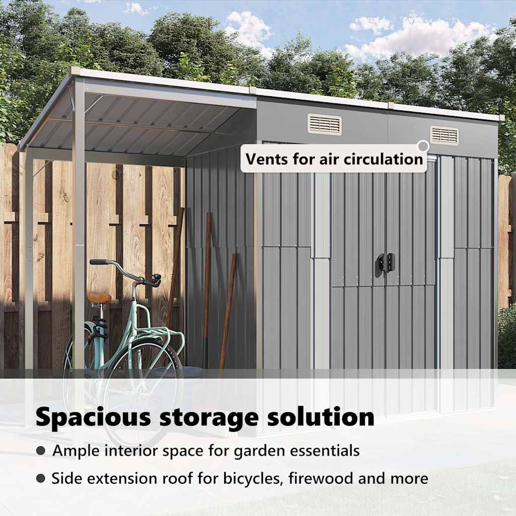 8720845888848_g_en_hd_9 vidaXL Garden Shed with Extended Roof Light Grey 277x107x181 cm Steel - Image 11
