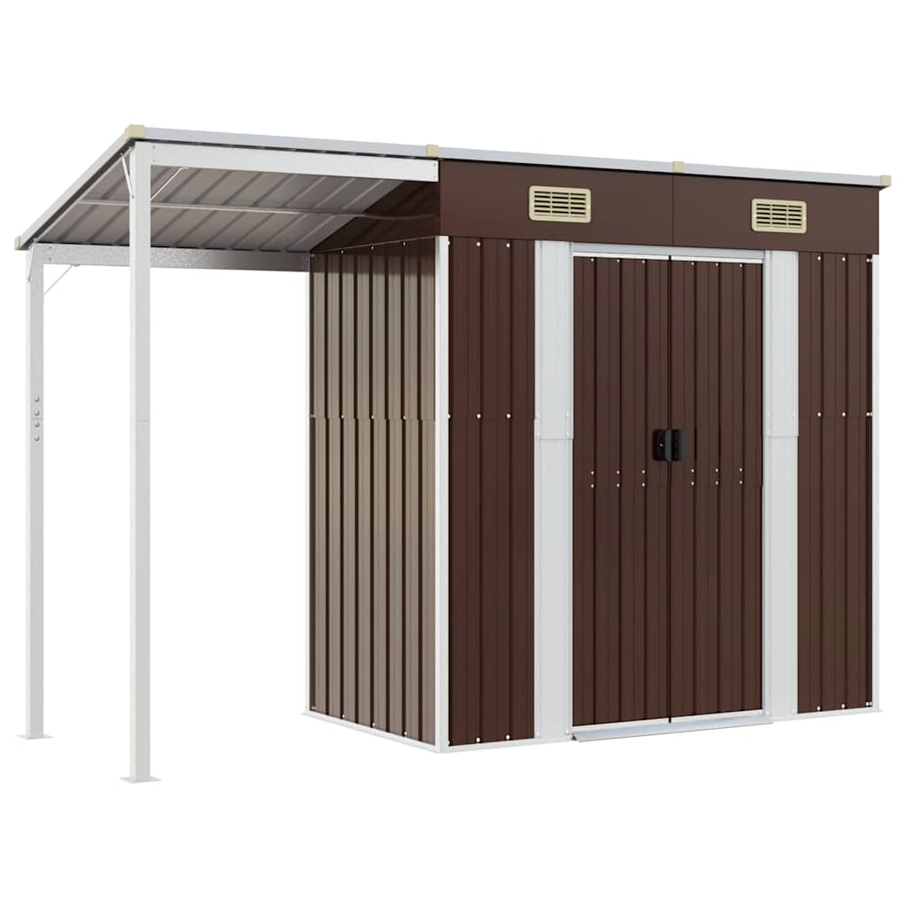 8720845888862_a_en_hd_1 vidaXL Garden Shed with Extended Roof Brown 277x107x181 cm Steel - Image 2
