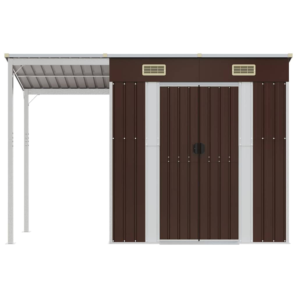 8720845888862_g_en_hd_1 vidaXL Garden Shed with Extended Roof Brown 277x107x181 cm Steel - Image 3