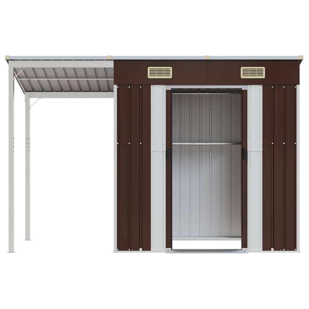 8720845888862_g_en_hd_2 vidaXL Garden Shed with Extended Roof Brown 277x107x181 cm Steel - Image 4