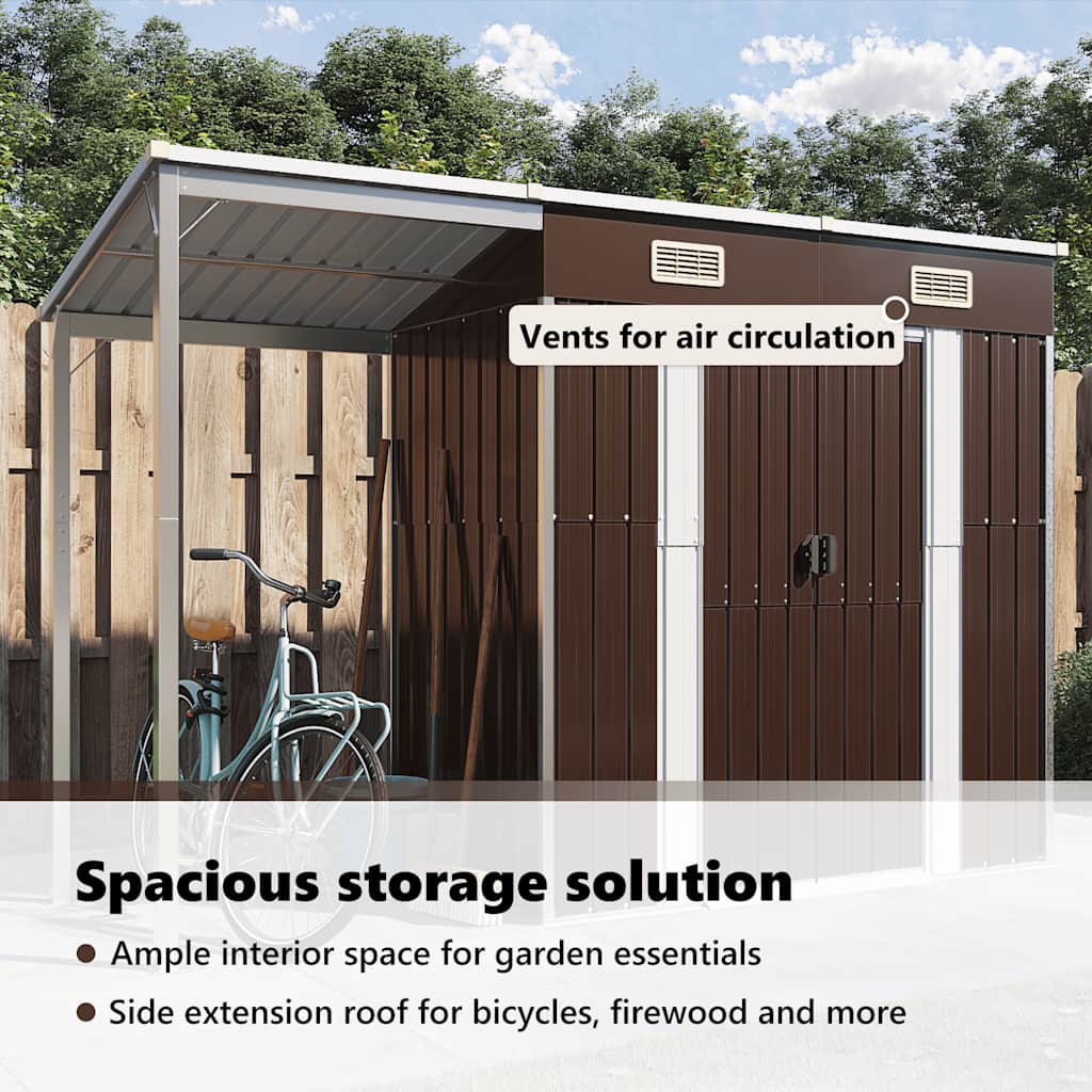 8720845888862_g_en_hd_9 vidaXL Garden Shed with Extended Roof Brown 277x107x181 cm Steel - Image 11