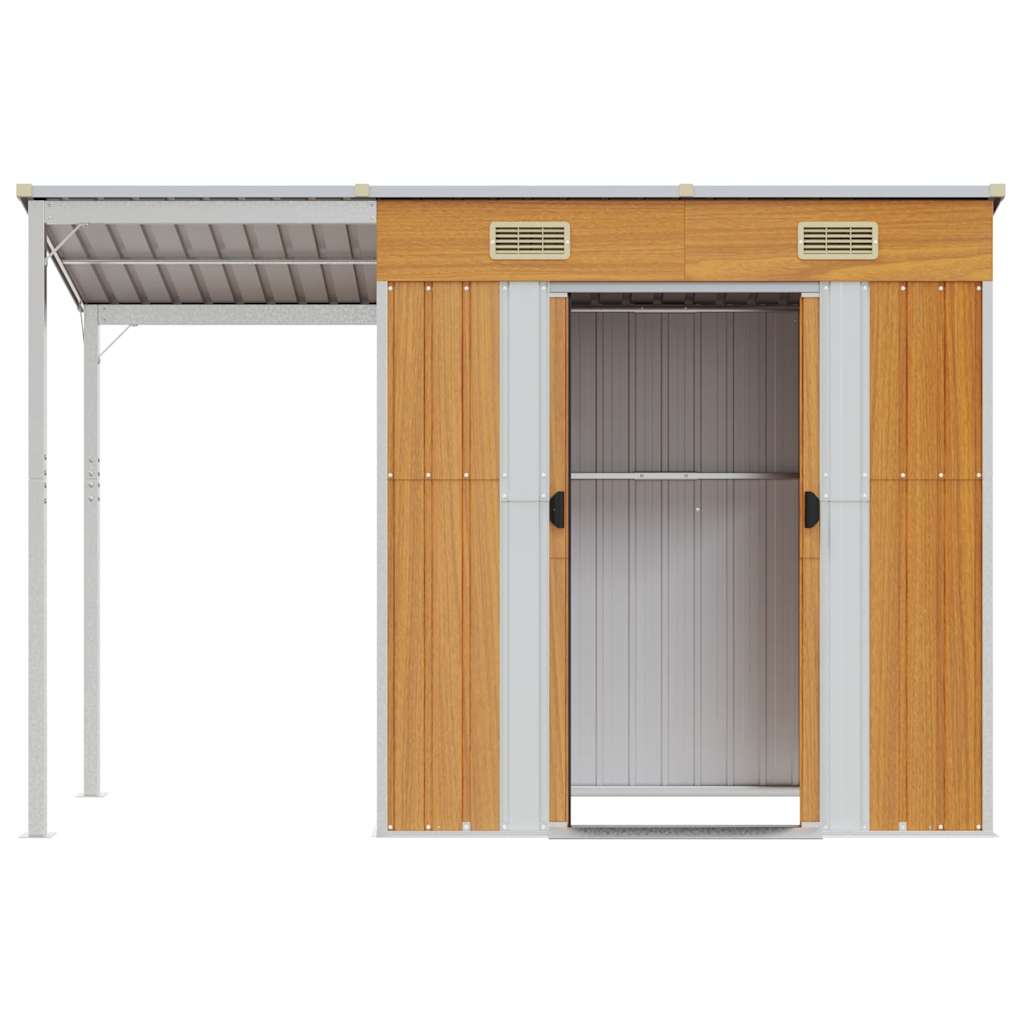 8720845888879_g_en_hd_2 vidaXL Garden Shed with Extended Roof Light Brown 277x107x181 cm Steel - Image 4