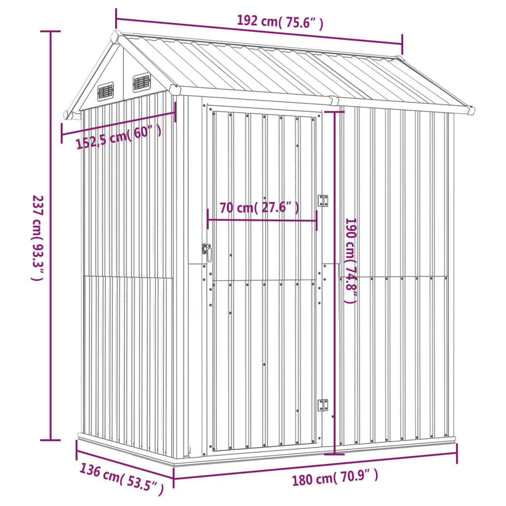 8720845888909_g_en_hd_7 vidaXL Garden Shed Anthracite 192x152.5x237 cm Galvanised Steel - Image 9