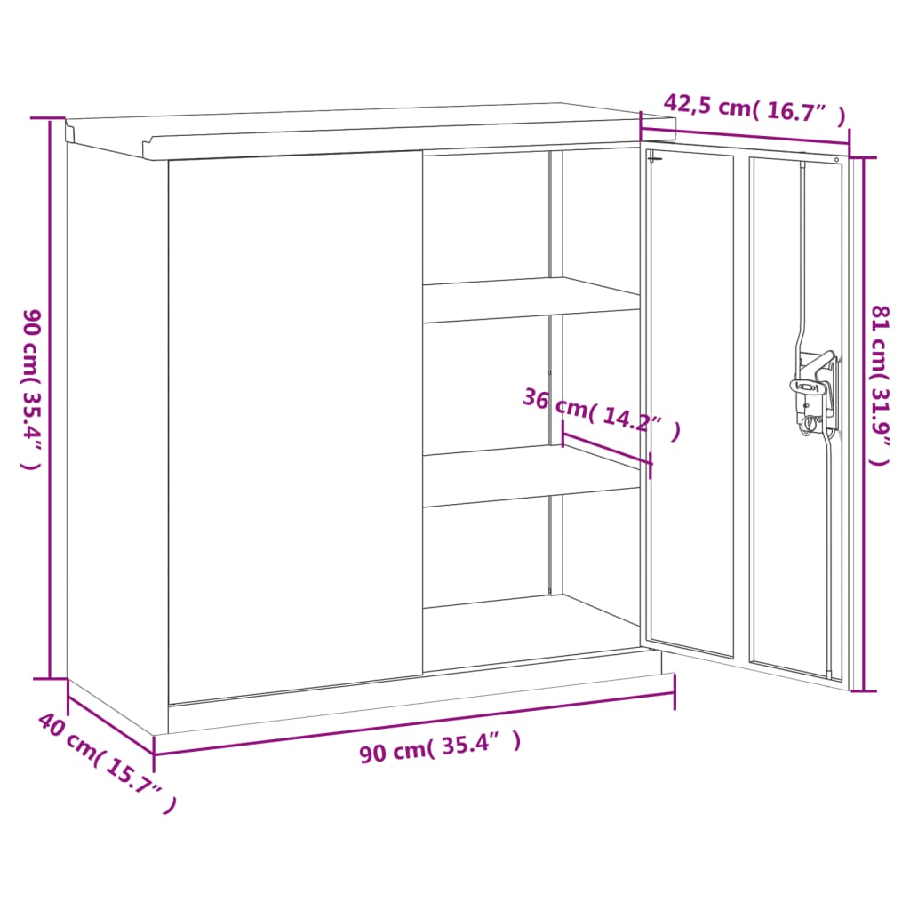 8720845889500_g_en_hd_8 vidaXL File Cabinet White 90x40x90 cm Steel - Image 11