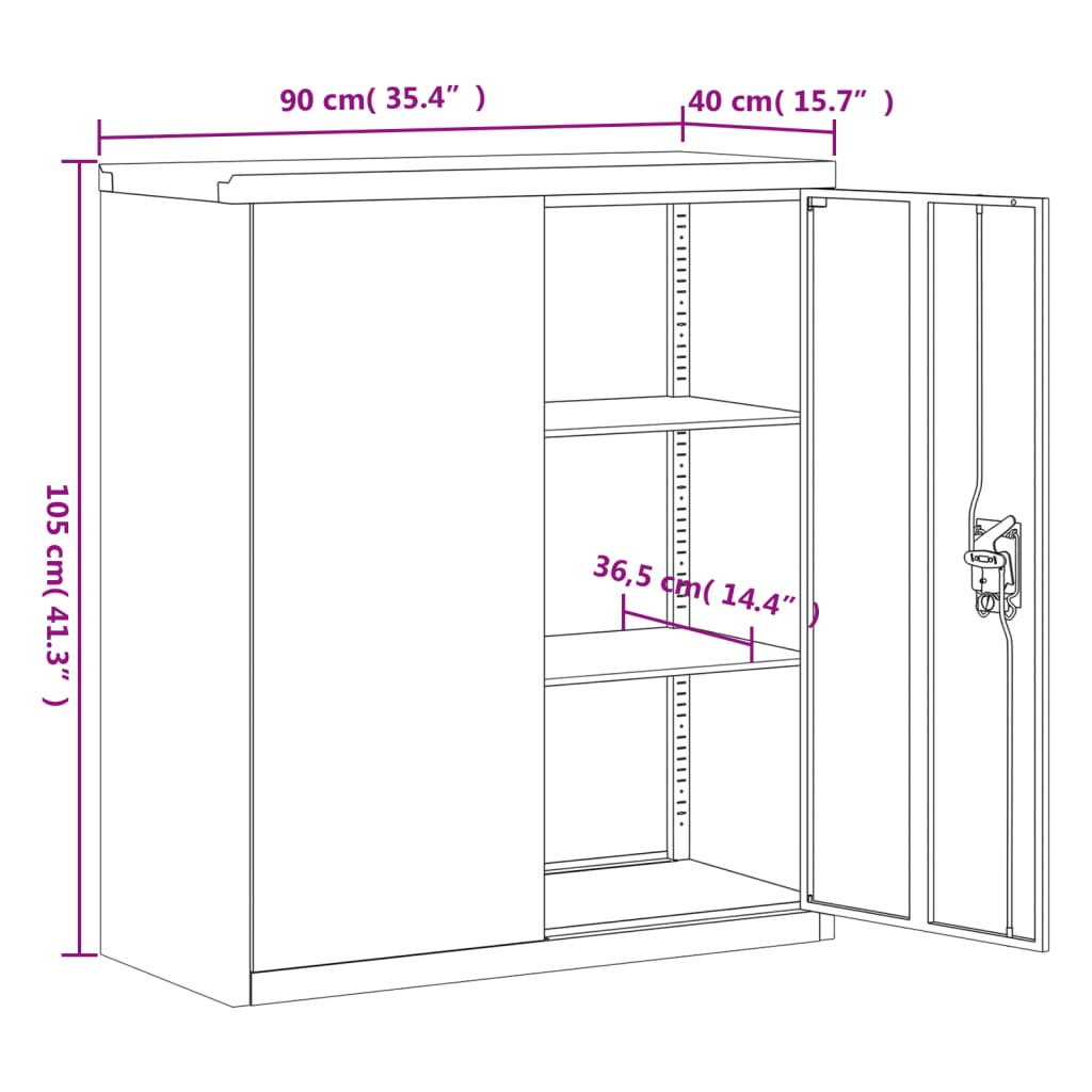 8720845889623_g_en_hd_9 vidaXL File Cabinet Anthracite and White 90x40x105 cm Steel - Image 12