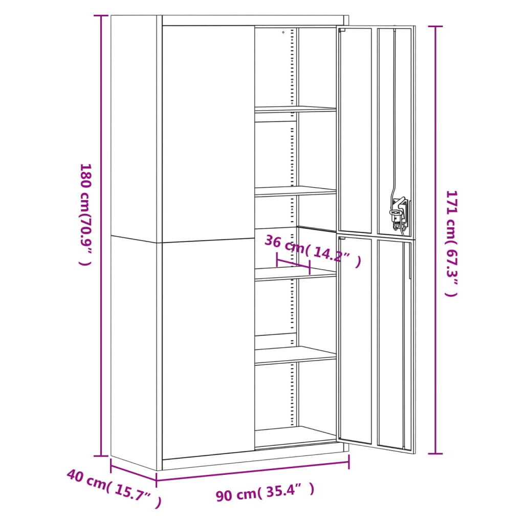 8720845889777_g_en_hd_8 vidaXL File Cabinet Anthracite 90x40x180 cm Steel - Image 11