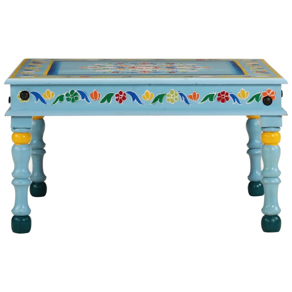 8720845890506_g_en_hd_1 vidaXL Coffee Table Turquoise Hand Painted Solid Wood Mango - Image 2