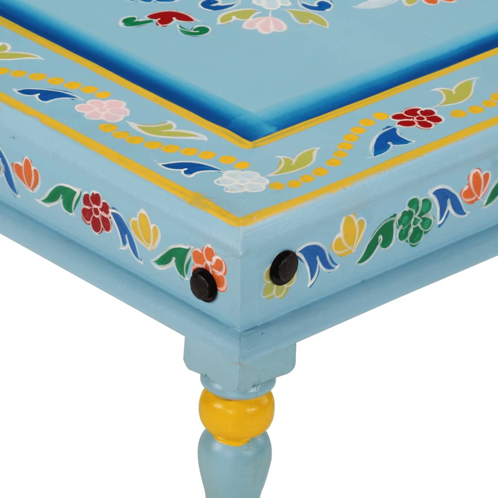 8720845890506_g_en_hd_3 vidaXL Coffee Table Turquoise Hand Painted Solid Wood Mango - Image 4