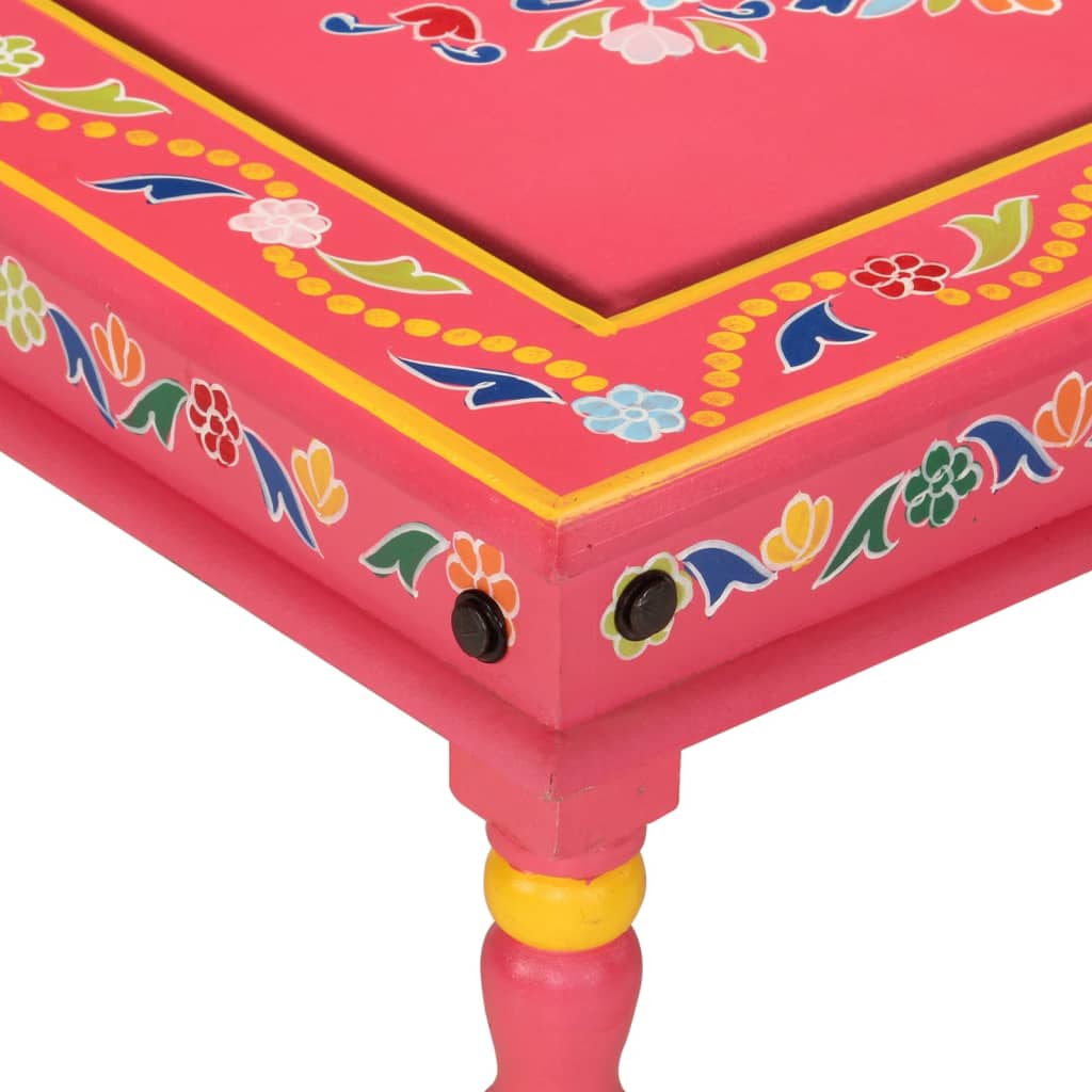 8720845890513_g_en_hd_3 vidaXL Coffee Table Pink Hand Painted Solid Wood Mango - Image 4