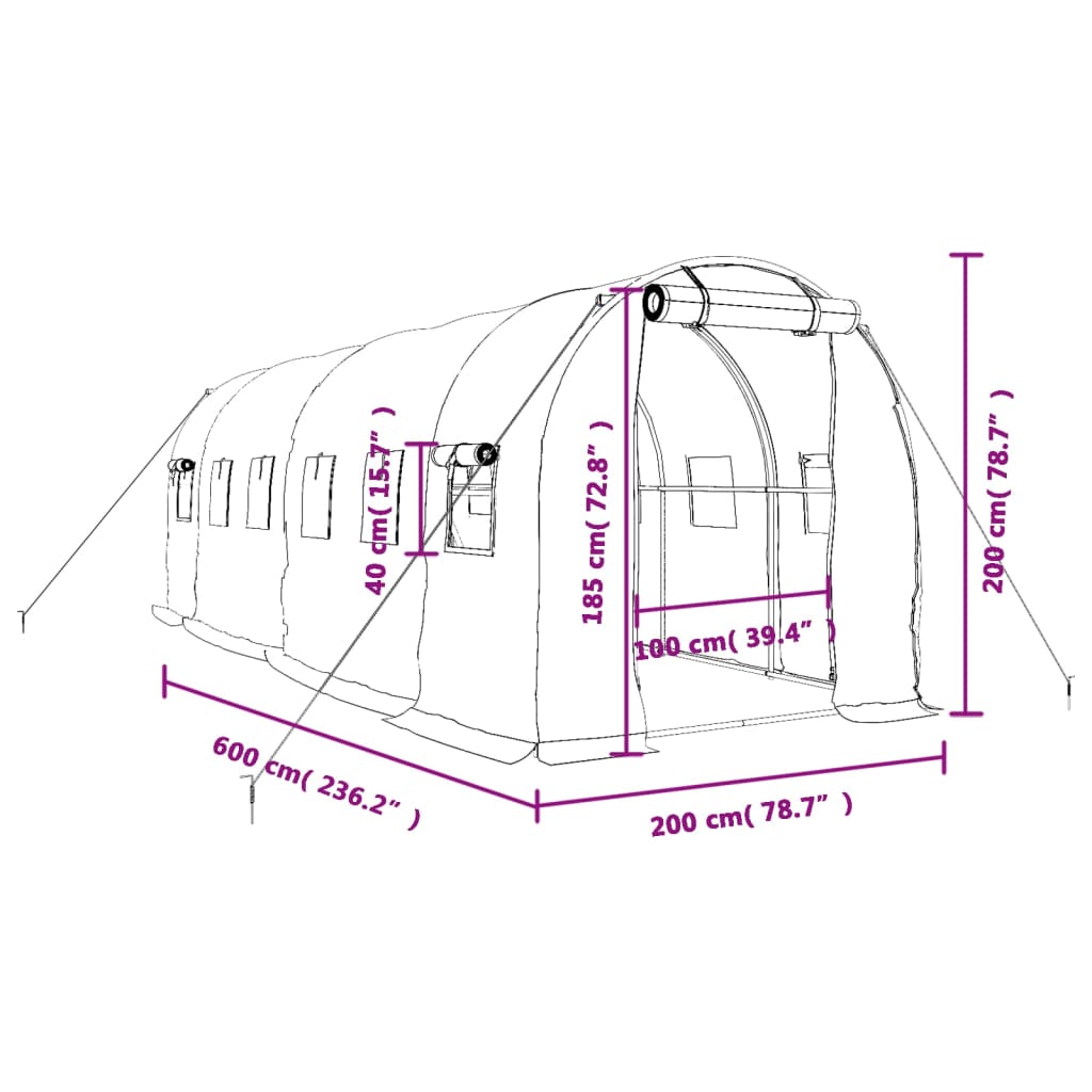 8720845891046_g_en_hd_10 vidaXL Greenhouse with Steel Frame Green 12 m² 6x2x2 m - Image 12