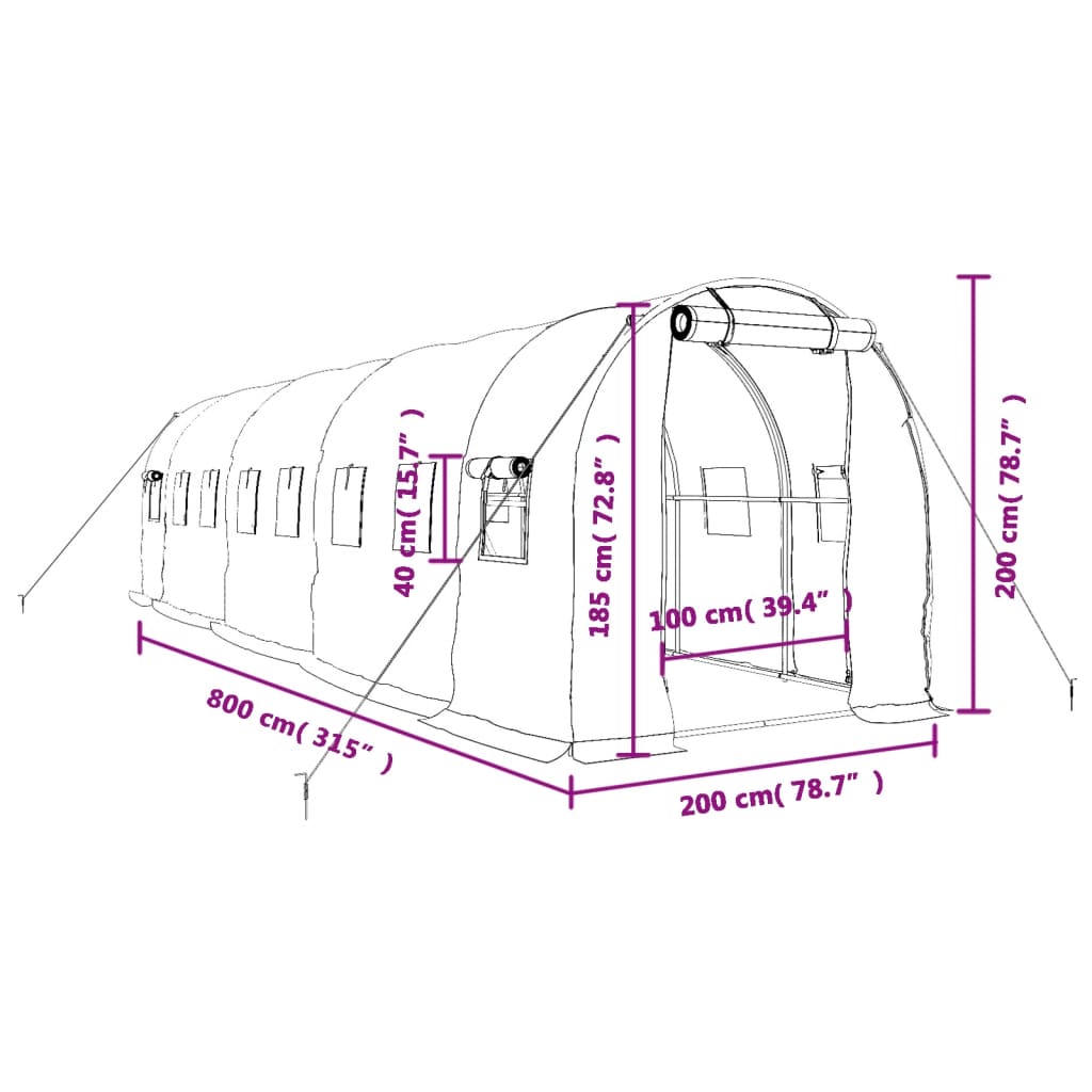 8720845891053_g_en_hd_10 vidaXL Greenhouse with Steel Frame Green 16 m² 8x2x2 m - Image 12