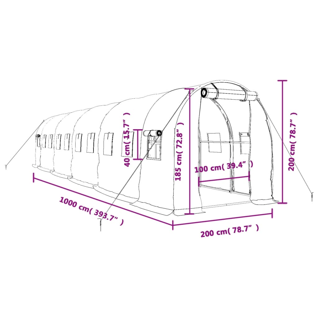 8720845891060_g_en_hd_10 vidaXL Greenhouse with Steel Frame Green 20 m² 10x2x2 m - Image 12