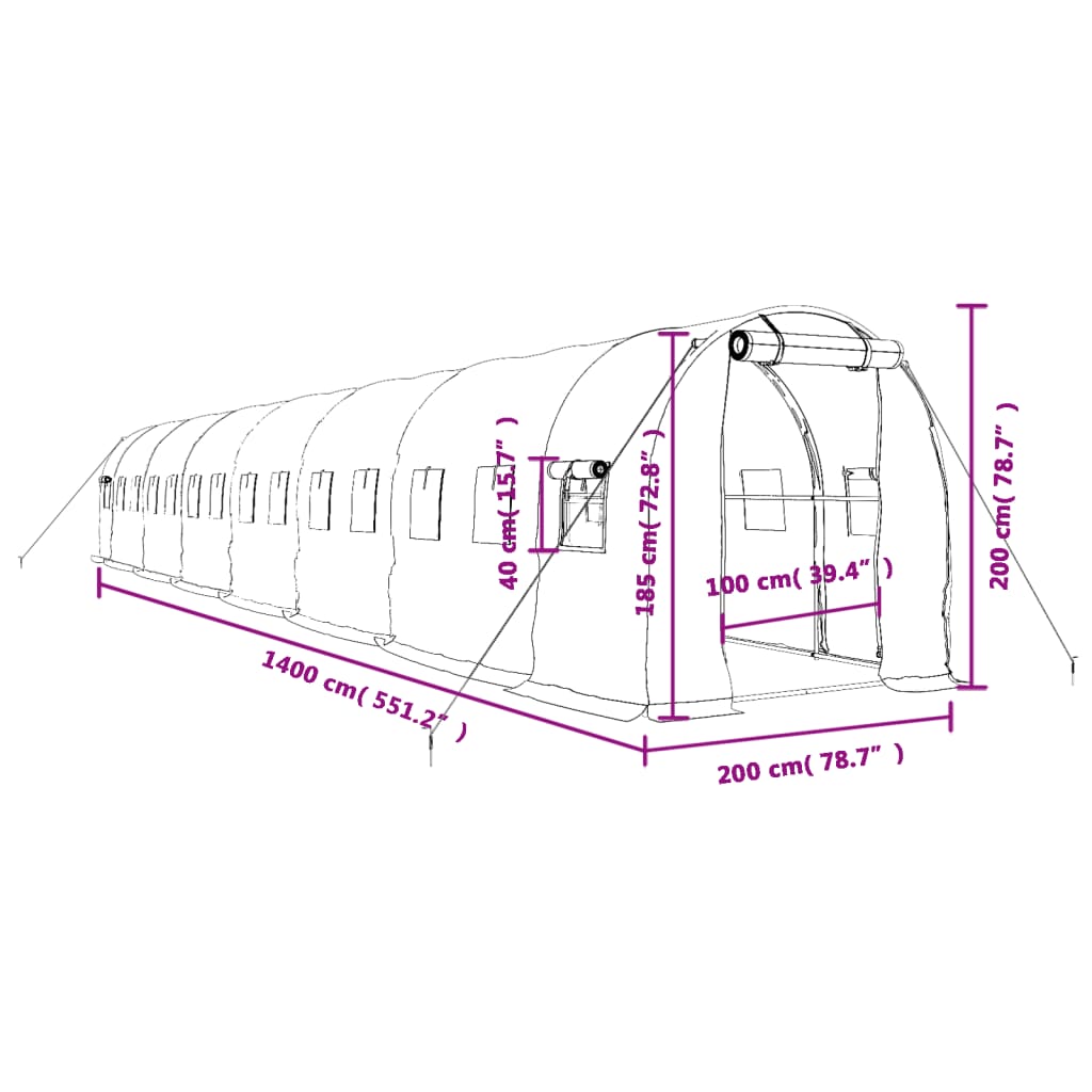 8720845891084_g_en_hd_10 vidaXL Greenhouse with Steel Frame Green 28 m² 14x2x2 m - Image 12