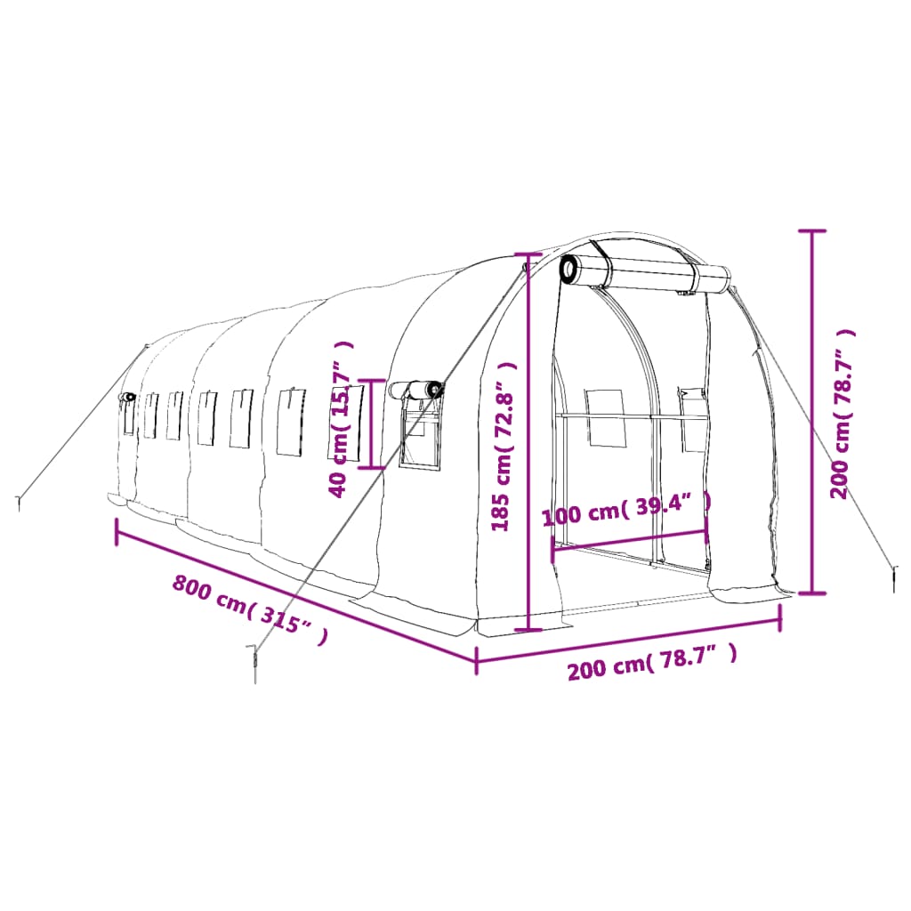 8720845891169_g_en_hd_10 vidaXL Greenhouse with Steel Frame White 16 m² 8x2x2 m - Image 12