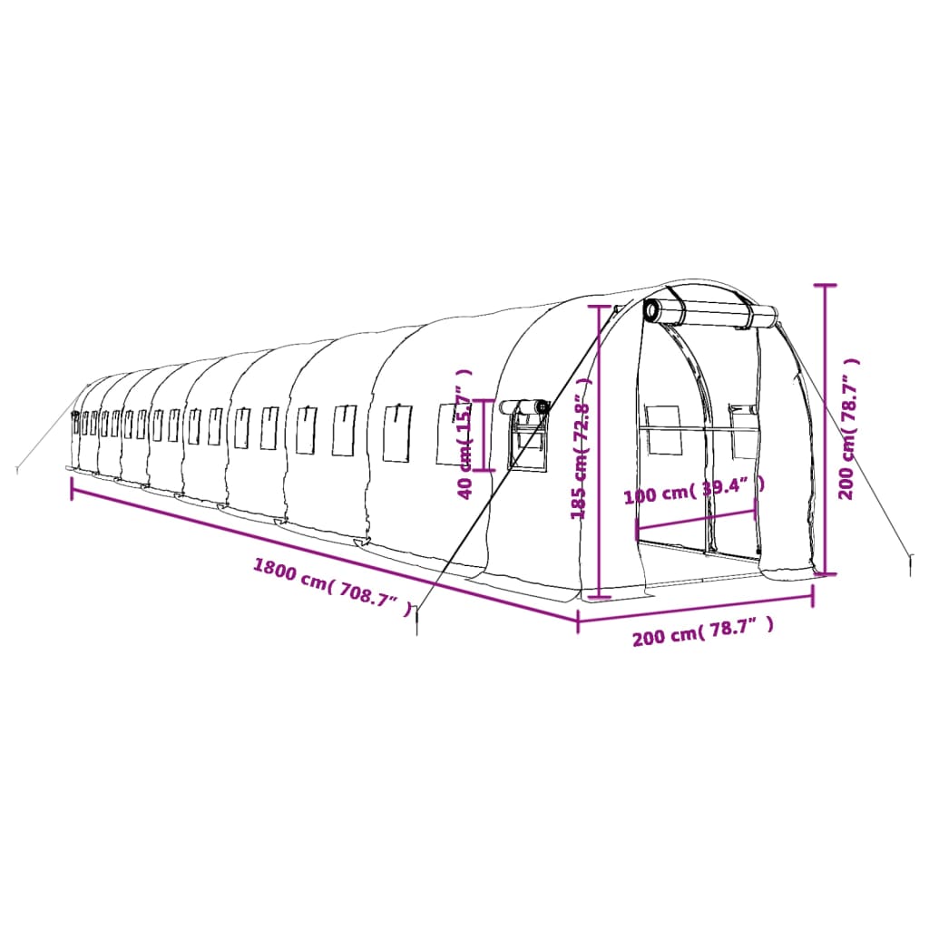 8720845891213_g_en_hd_10 vidaXL Greenhouse with Steel Frame White 36 m² 18x2x2 m - Image 12