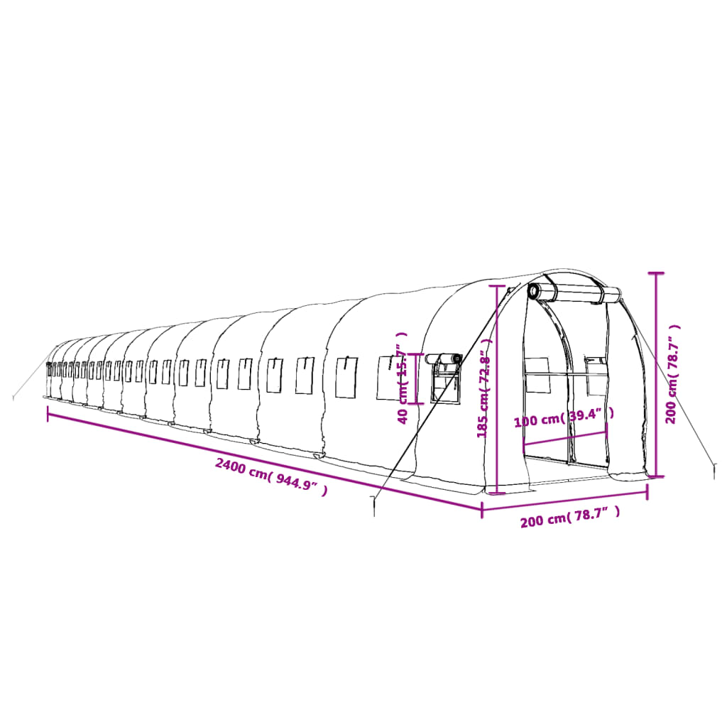 8720845891244_g_en_hd_10 vidaXL Greenhouse with Steel Frame White 48m² 24x2x2 m - Image 12