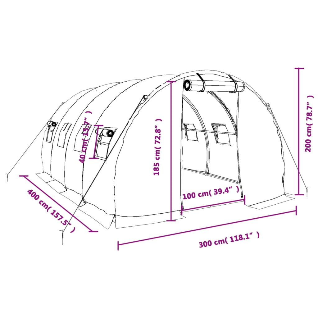8720845891251_g_en_hd_10 vidaXL Greenhouse with Steel Frame Green 12 m² 4x3x2 m - Image 12