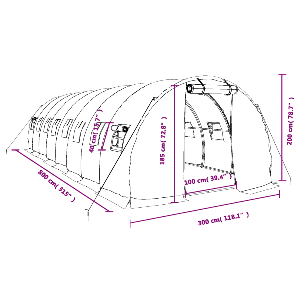 8720845891275_g_en_hd_10 vidaXL Greenhouse with Steel Frame Green 24 m² 8x3x2 m - Image 12