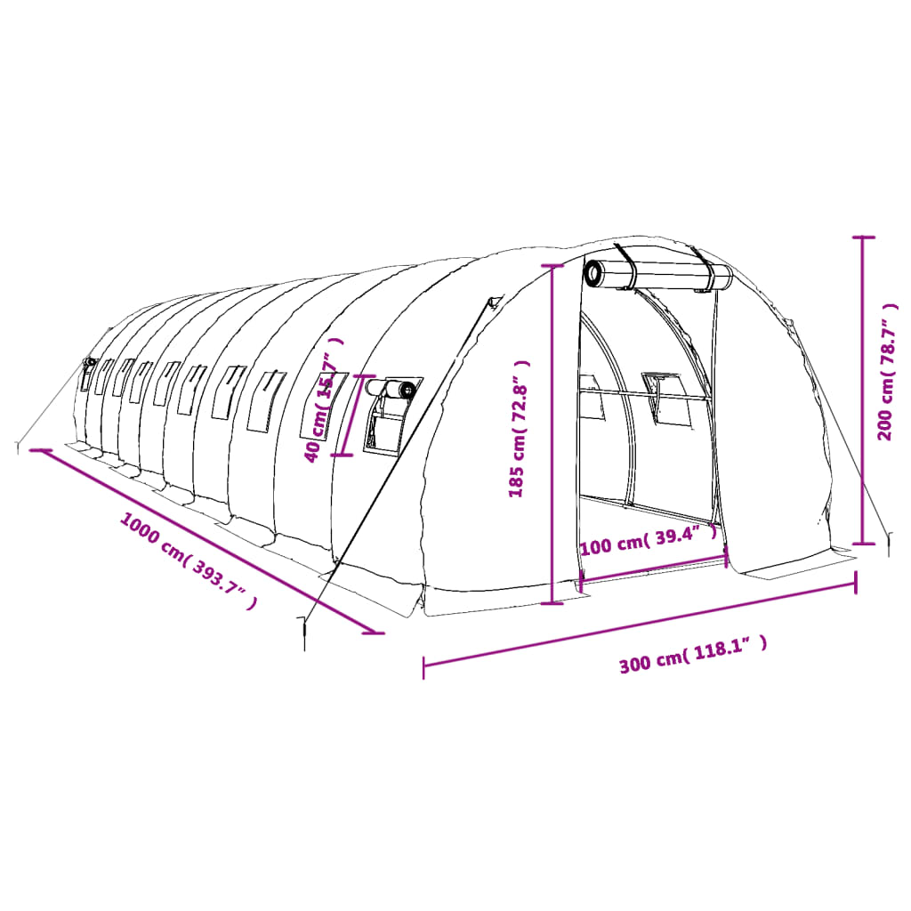 8720845891282_g_en_hd_10 vidaXL Greenhouse with Steel Frame Green 30 m² 10x3x2 m - Image 12