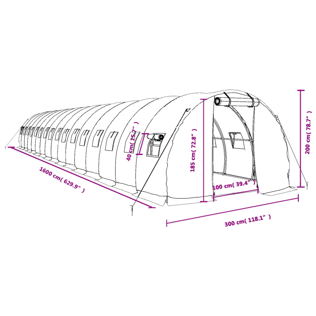 8720845891312_g_en_hd_10 vidaXL Greenhouse with Steel Frame Green 48 m² 16x3x2 m - Image 12
