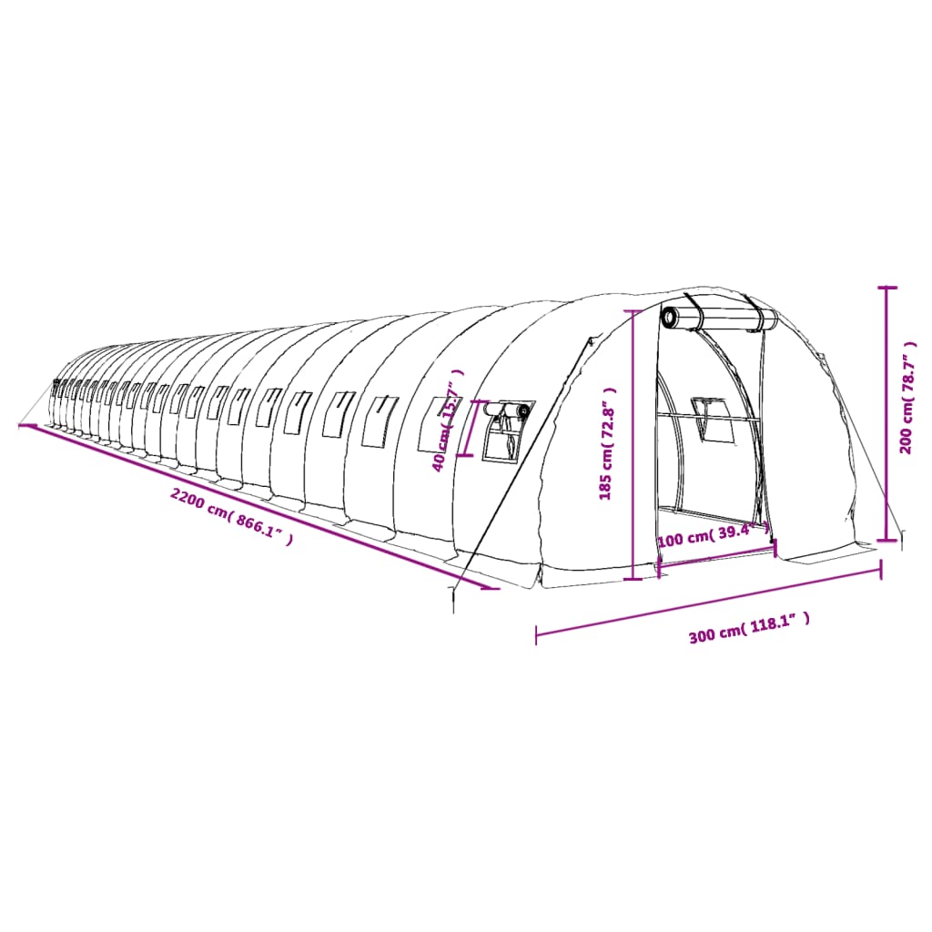 8720845891343_g_en_hd_10 vidaXL Greenhouse with Steel Frame Green 66 m² 22x3x2 m - Image 12