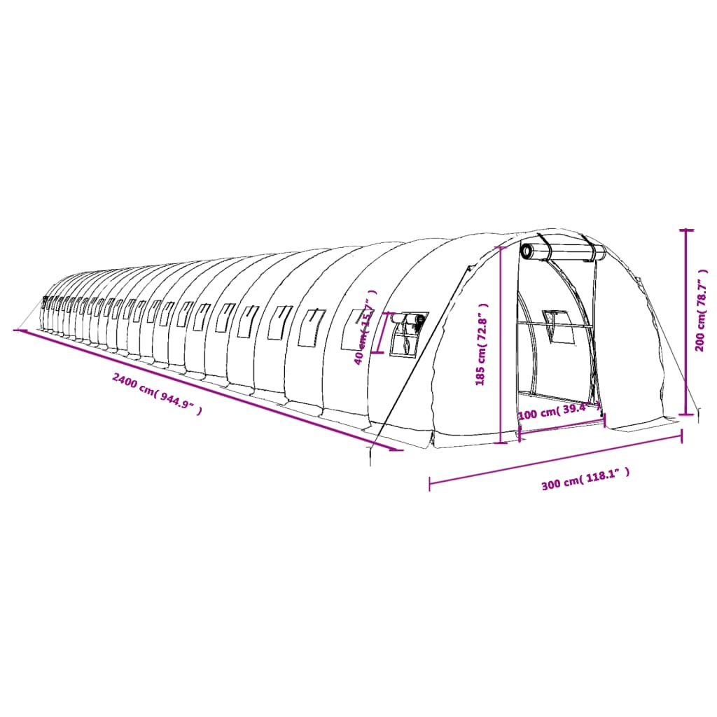 8720845891350_g_en_hd_10 vidaXL Greenhouse with Steel Frame Green 72 m² 24x3x2 m - Image 12