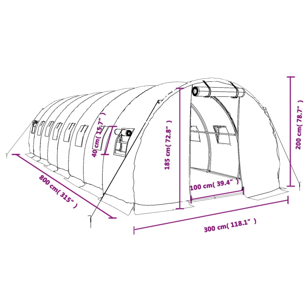 8720845891381_g_en_hd_10 vidaXL Greenhouse with Steel Frame White 24 m² 8x3x2 m - Image 12