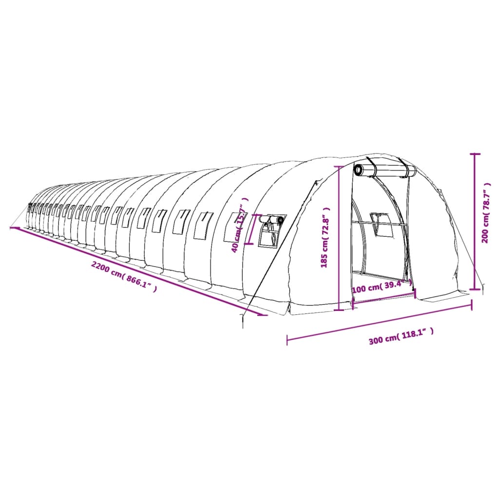 8720845891459_g_en_hd_10 vidaXL Greenhouse with Steel Frame White 66 m² 22x3x2 m - Image 12