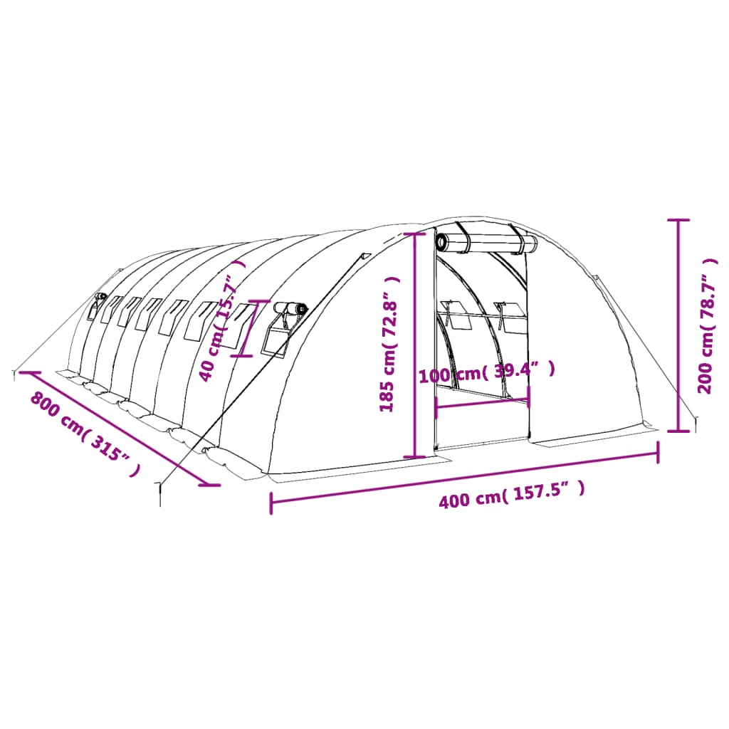8720845891497_g_en_hd_10 vidaXL Greenhouse with Steel Frame Green 32 m² 8x4x2 m - Image 12