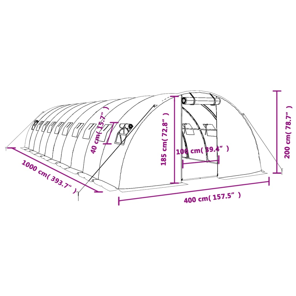 8720845891503_g_en_hd_10 vidaXL Greenhouse with Steel Frame Green 40 m² 10x4x2 m - Image 12